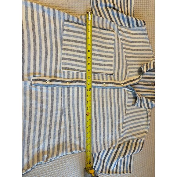 Free People For the Boys Blue Striped Oversized Knit Short Sleeve Romper Small - Picture 8 of 16